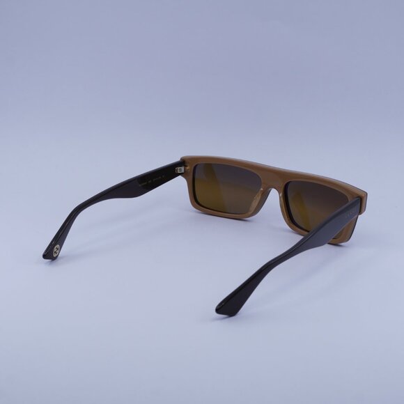 Gucci GG1616S 002 Sunglasses Bilayer Brown Rectangle Frame, Gold Lenses - Picture 6 of 10